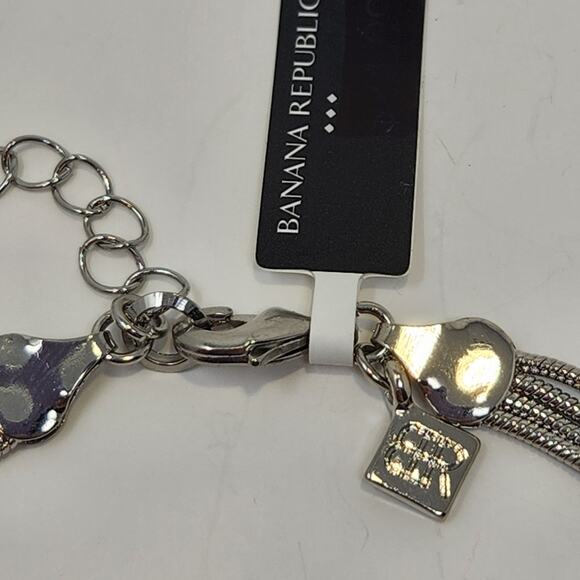 Banana Republic Knot Multi Chain Bracelet Silver Tone Adjustable Casual Everyday - Picture 2 of 4